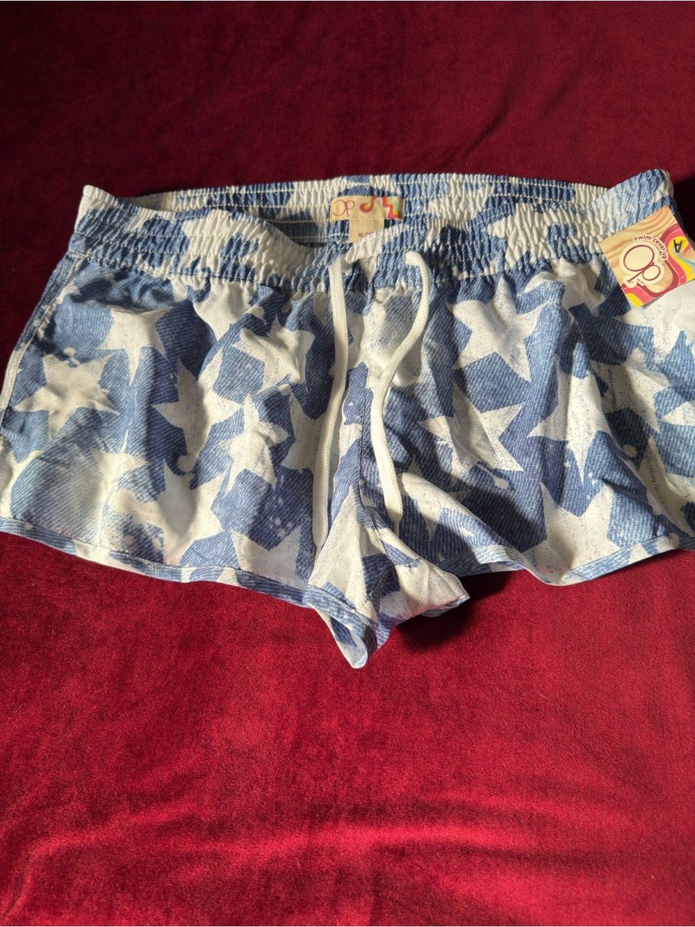 OP White and Blue Star Print Athletic Lounge Shorts Women’s Size XL